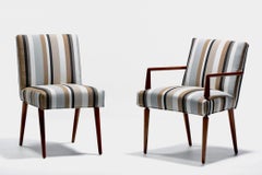 T. H. Robsjohn-Gibbings for Widdicomb Dining Chairs in New Striped Upholstery