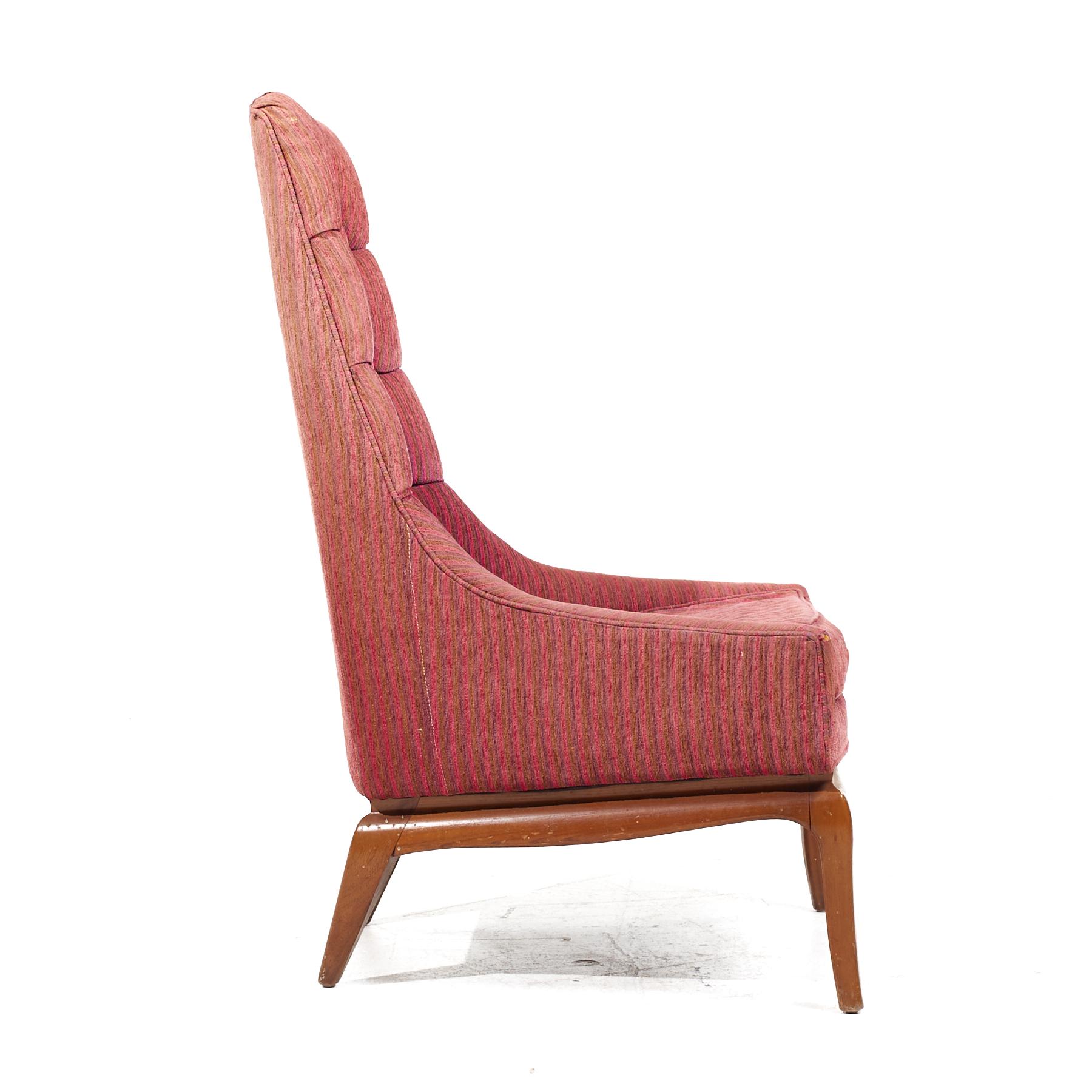 T H Robsjohn Gibbings for Widdicomb Mid Century Highback Lounge Chairs - Pair 1 For Sale 3