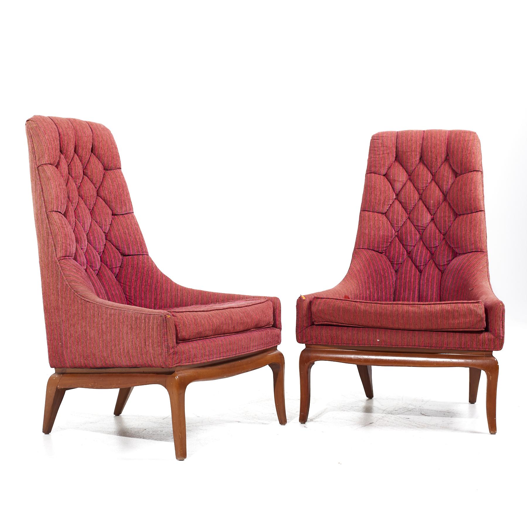 T.H. Robsjohn Gibbings for Widdicomb Mid Century Highback Lounge Chairs - Pair

Each lounge chair measures: 27.25 wide x 24.75 deep x 41 high, with a seat height of 16.5 inches

All pieces of furniture can be had in what we call restored vintage