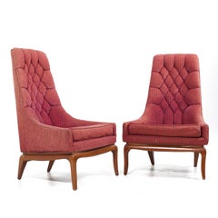 T H Robsjohn Gibbings for Widdicomb Mid Century Highback Lounge Chairs - Pair 1