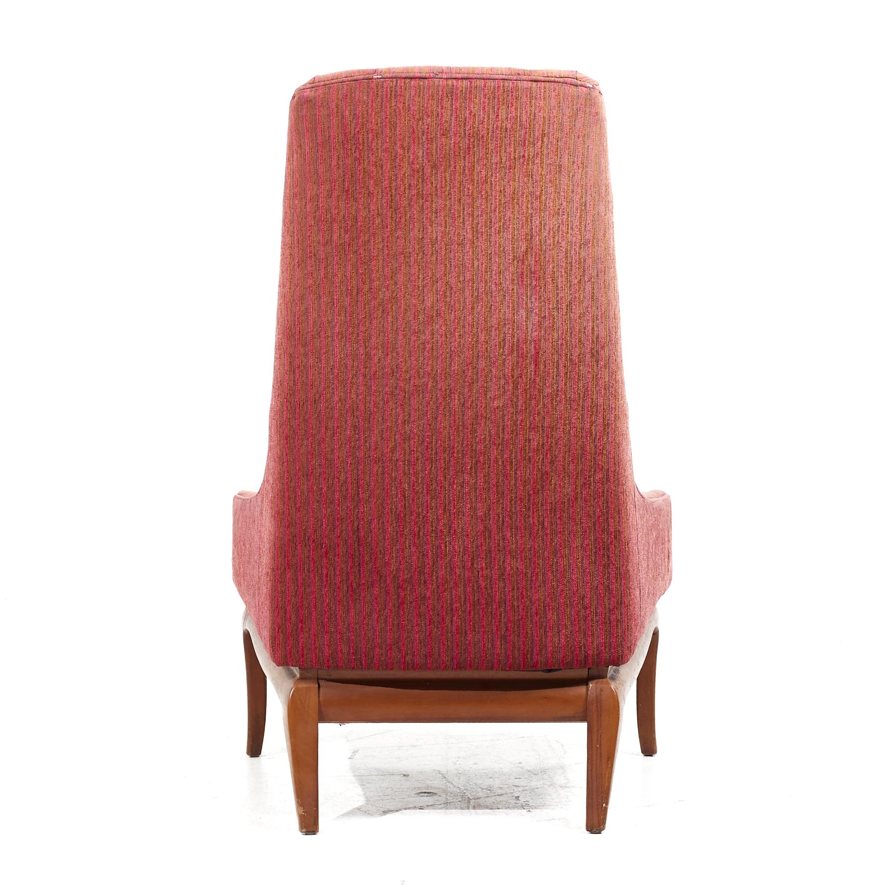T H Robsjohn Gibbings for Widdicomb Mid Century Highback Lounge Chairs - Pair 1 For Sale 1