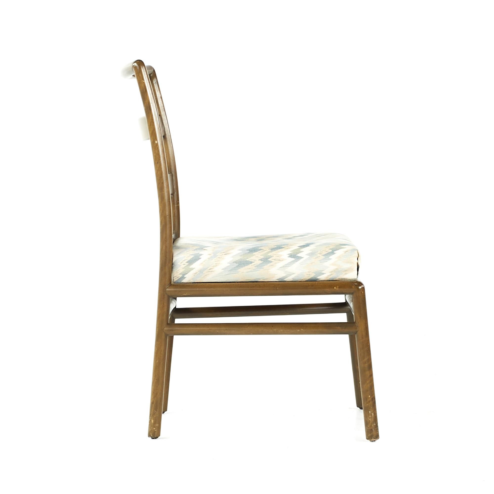 Upholstery T H Robsjohn Gibbings for Widdicomb Midcentury Walnut Dining Chairs, Set of 6 For Sale