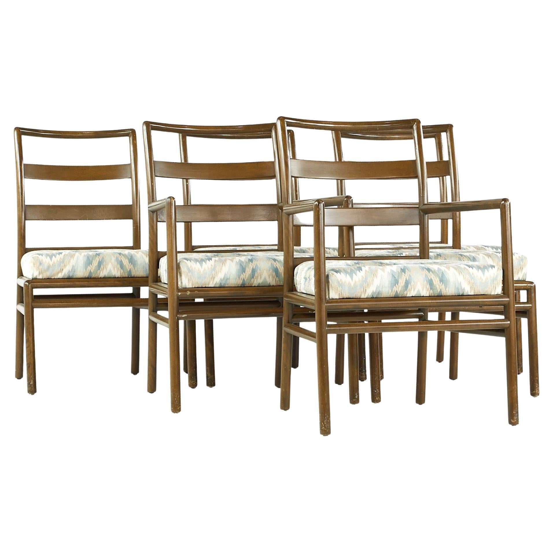 T H Robsjohn Gibbings pour Widdicomb - Chaises de salle à manger en noyer du milieu du siècle - Lot de 6