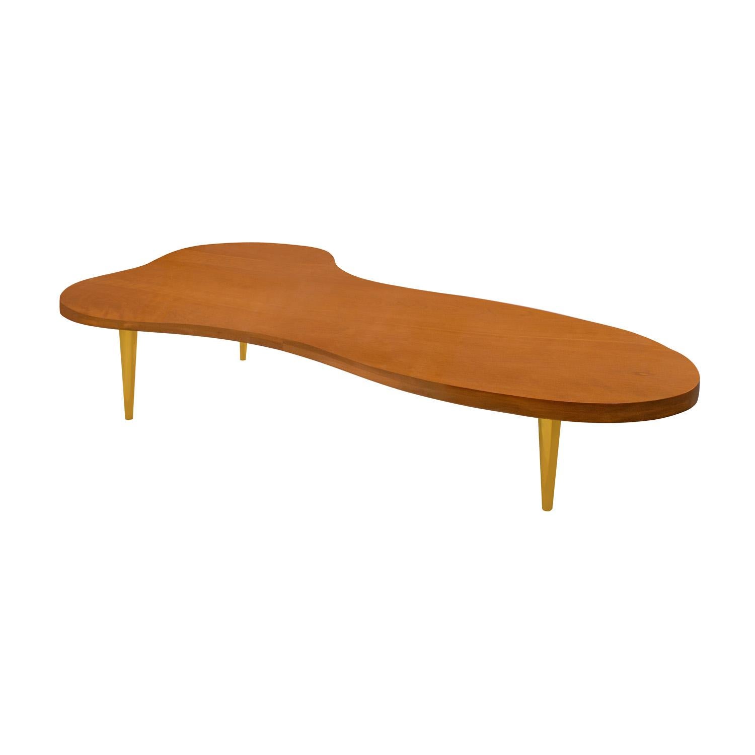 American T. H. Robsjohn-Gibbings Iconic Free Form Coffee Table with Brass Legs 1950s