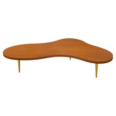 T. H. Robsjohn-Gibbings Iconic Free Form Coffee Table with Brass Legs 1950s