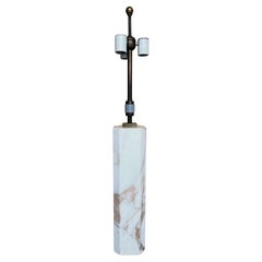 Vintage T. H. Robsjohn-Gibbings Large Marble Column Lamp, All Original Fittings