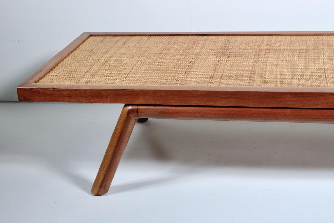T. H. Robsjohn-Gibbings Low Mahogany & Cane Bench, Coffee Table, 1950's For Sale 6