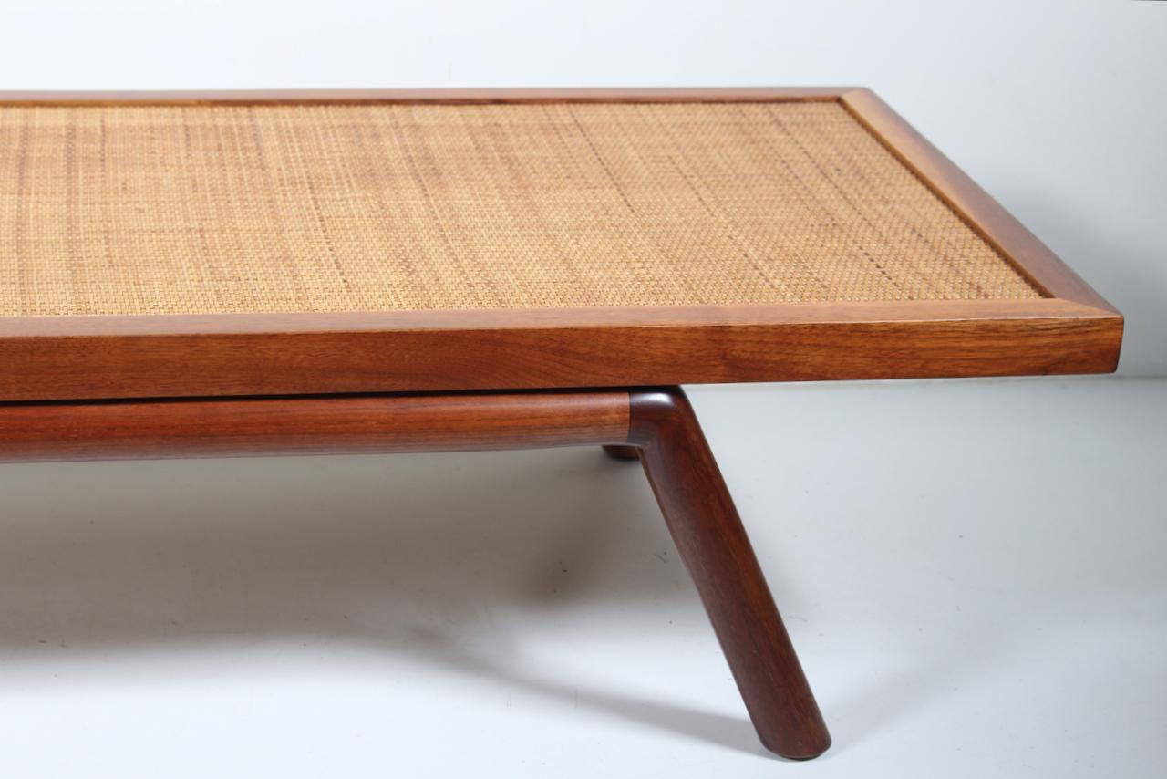 T. H. Robsjohn-Gibbings Low Mahogany & Cane Bench, Coffee Table, 1950's For Sale 7