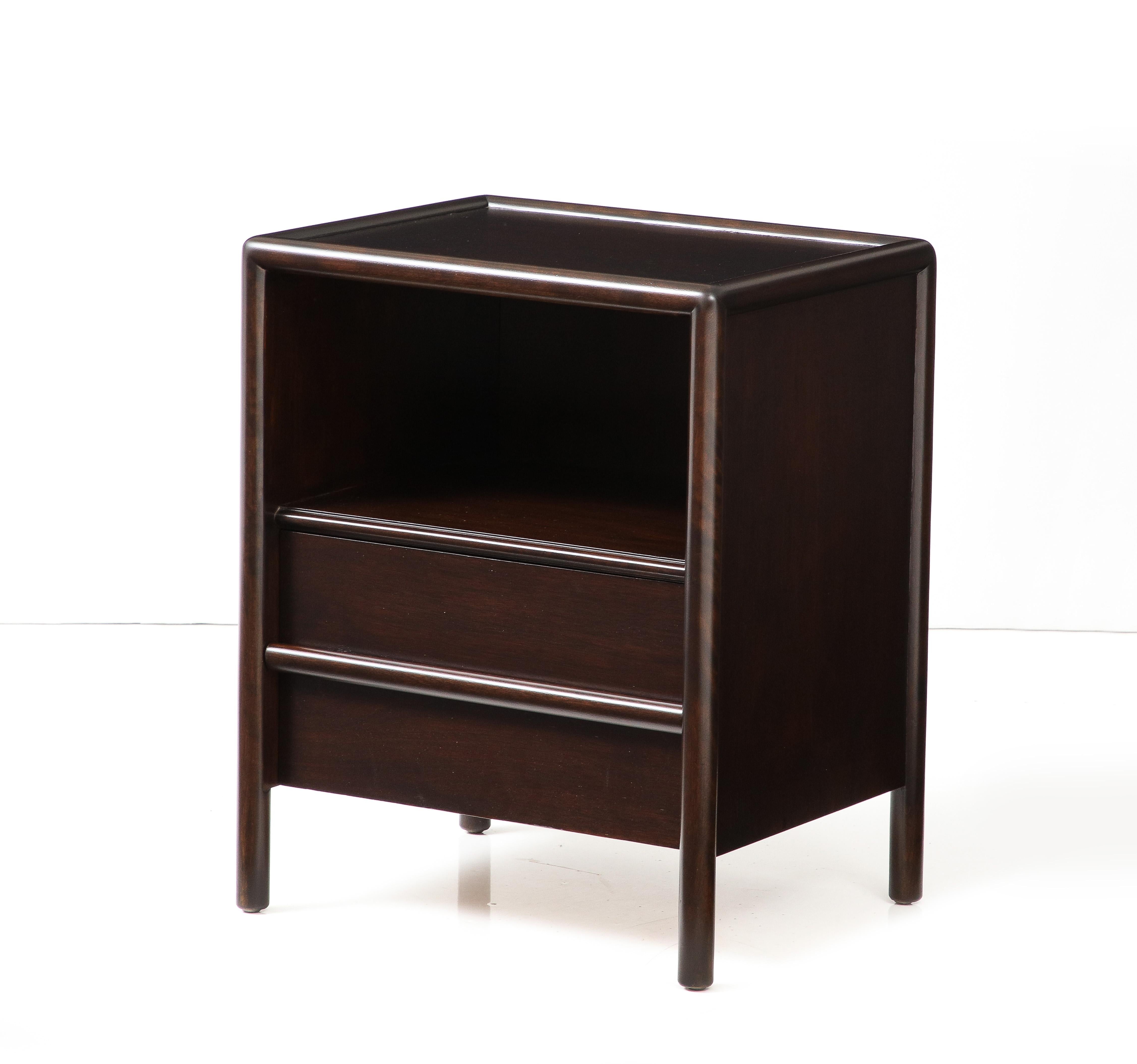 T. H. Robsjohn Gibbings Night Stands, Sable Brown In Excellent Condition For Sale In New York, NY