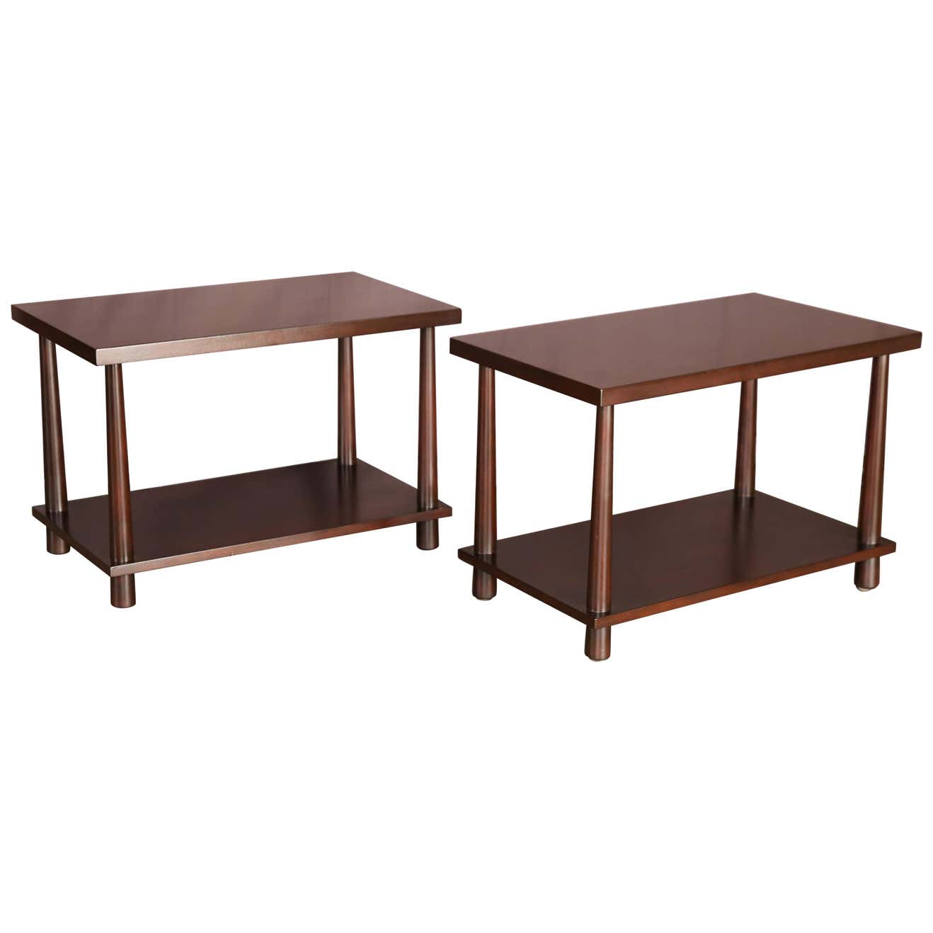 T .H. Robsjohn-Gibbings Pair of Reverse Tapper Side Tables at 1stDibs