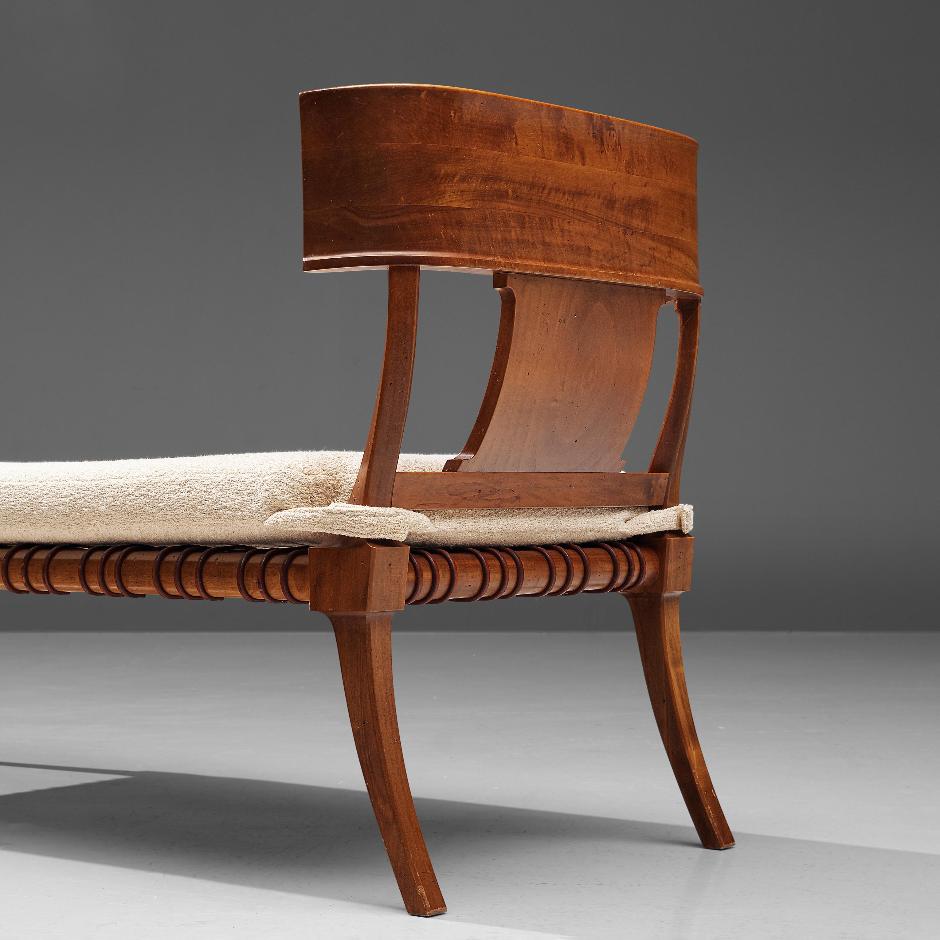 Mid-Century Modern T. H. Robsjohn-Gibbings Restored 'Klini' Chaise Lounge in Walnut and Leather
