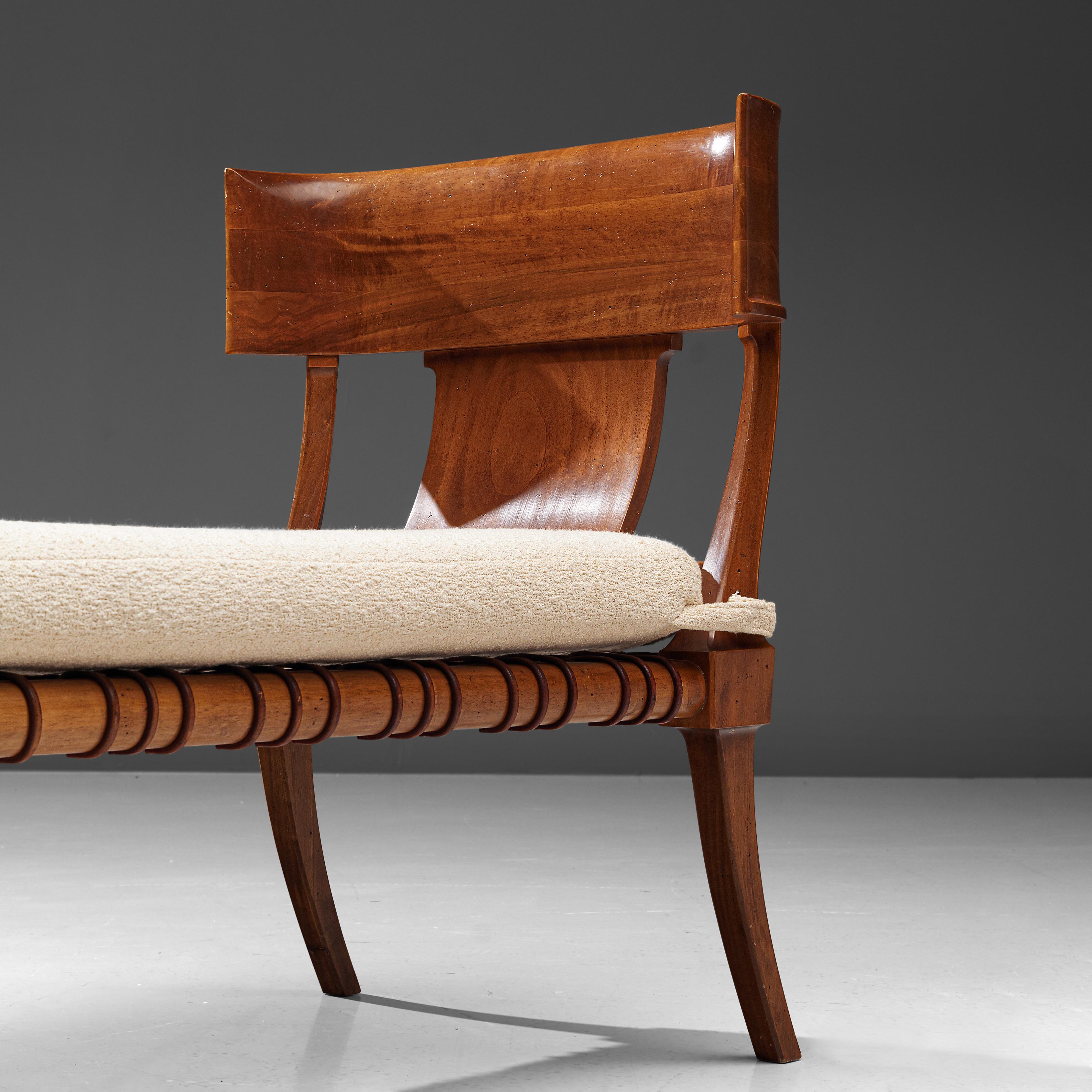Mid-Century Modern T. H. Robsjohn-Gibbings Restored 'Klini' Chaise Lounge in Walnut and Leather