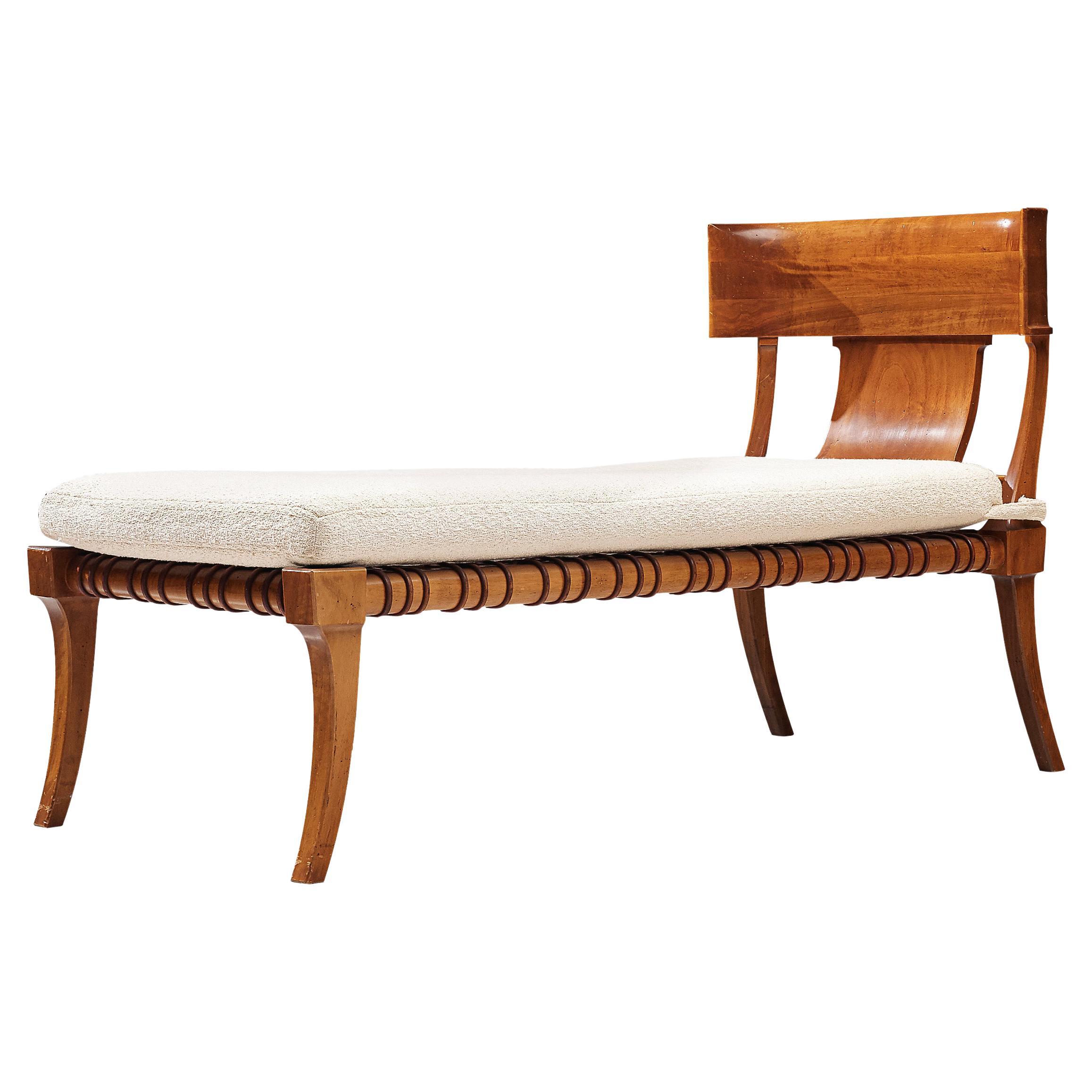 T. H. Robsjohn-Gibbings Restored 'Klini' Chaise Lounge in Walnut and Leather