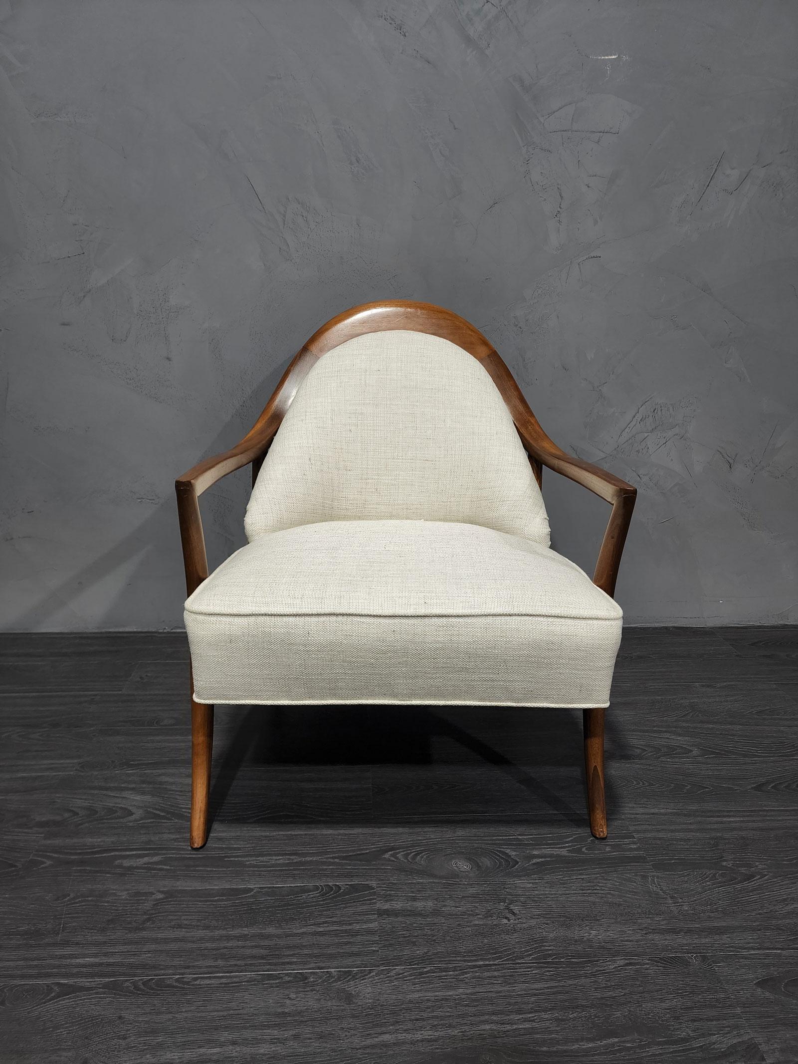 T. H. Robsjohn-Gibbings Saber Leg Lounge Chair in New Upholstery 4