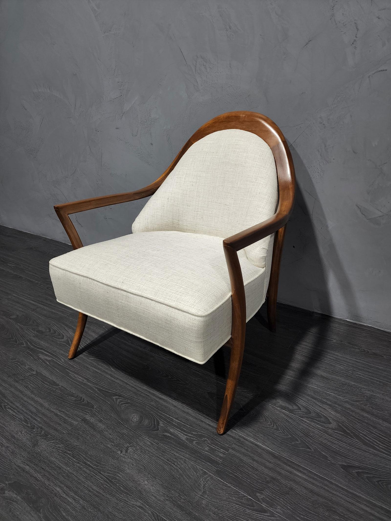 T. H. Robsjohn-Gibbings Saber Leg Lounge Chair in New Upholstery 3