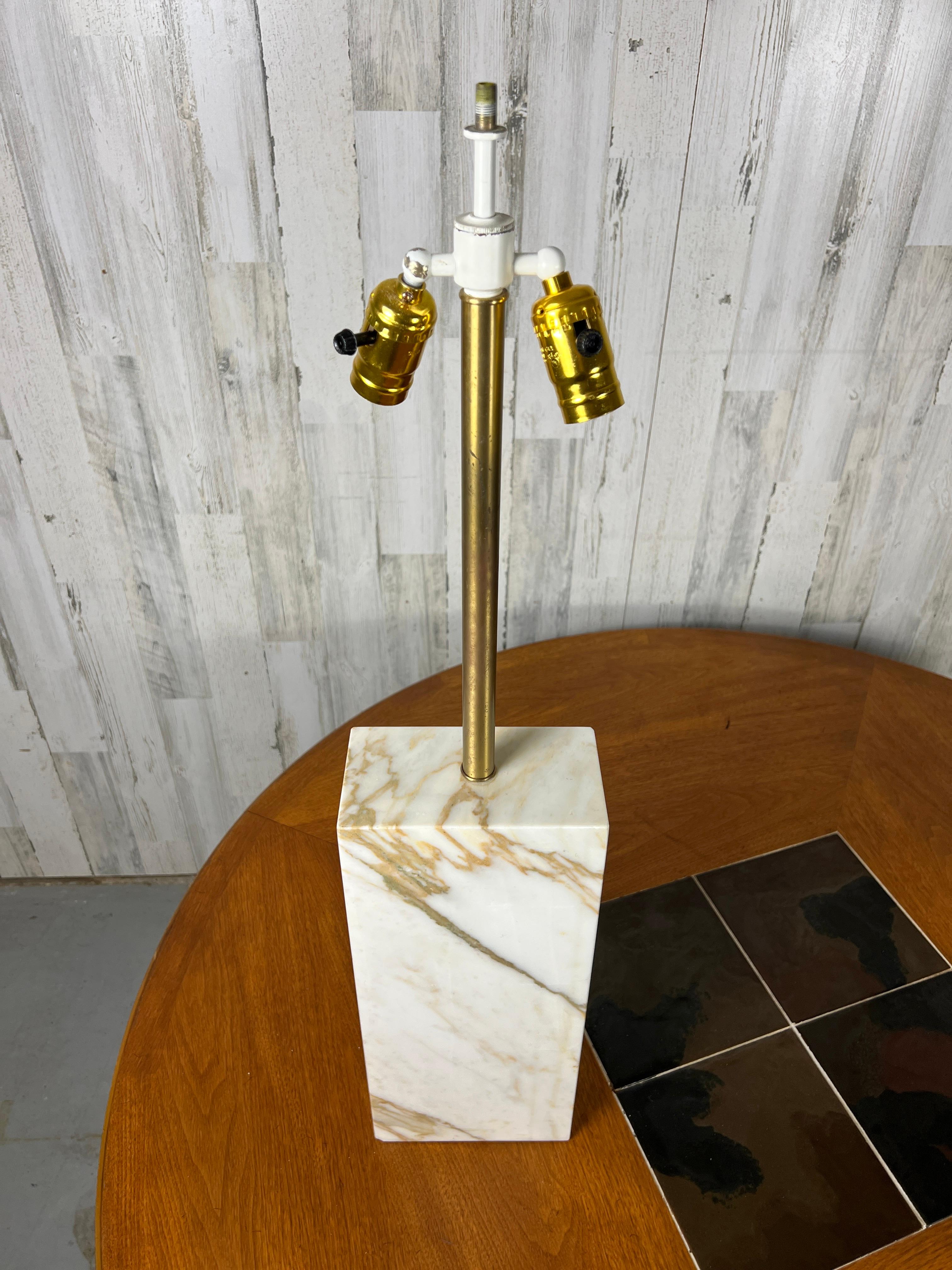 Brass T. H. Robsjohn Gibbings Style Marble Lamp  For Sale