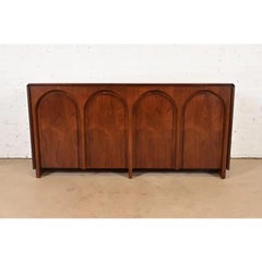 T. H. Robsjohn Gibbings Walnut Colosseum Sideboard Credenza, Newly Refinished