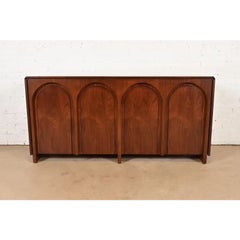 T. H. Robsjohn Gibbings Walnut Colosseum Sideboard Credenza, Newly Refinished