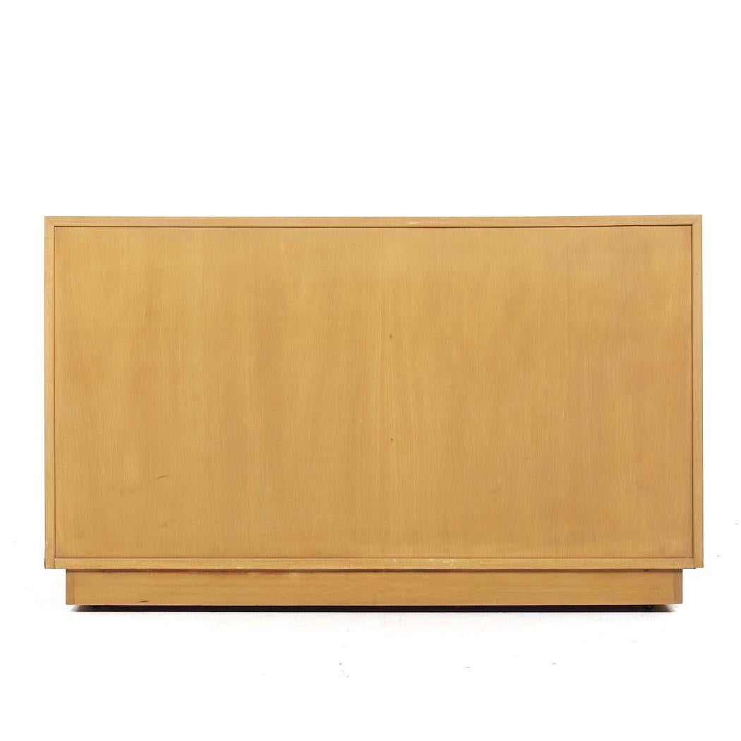 T H Robsjohn Gibbings Widdicomb Modern MCM Maple and Brass Credenza with Hutch For Sale 1