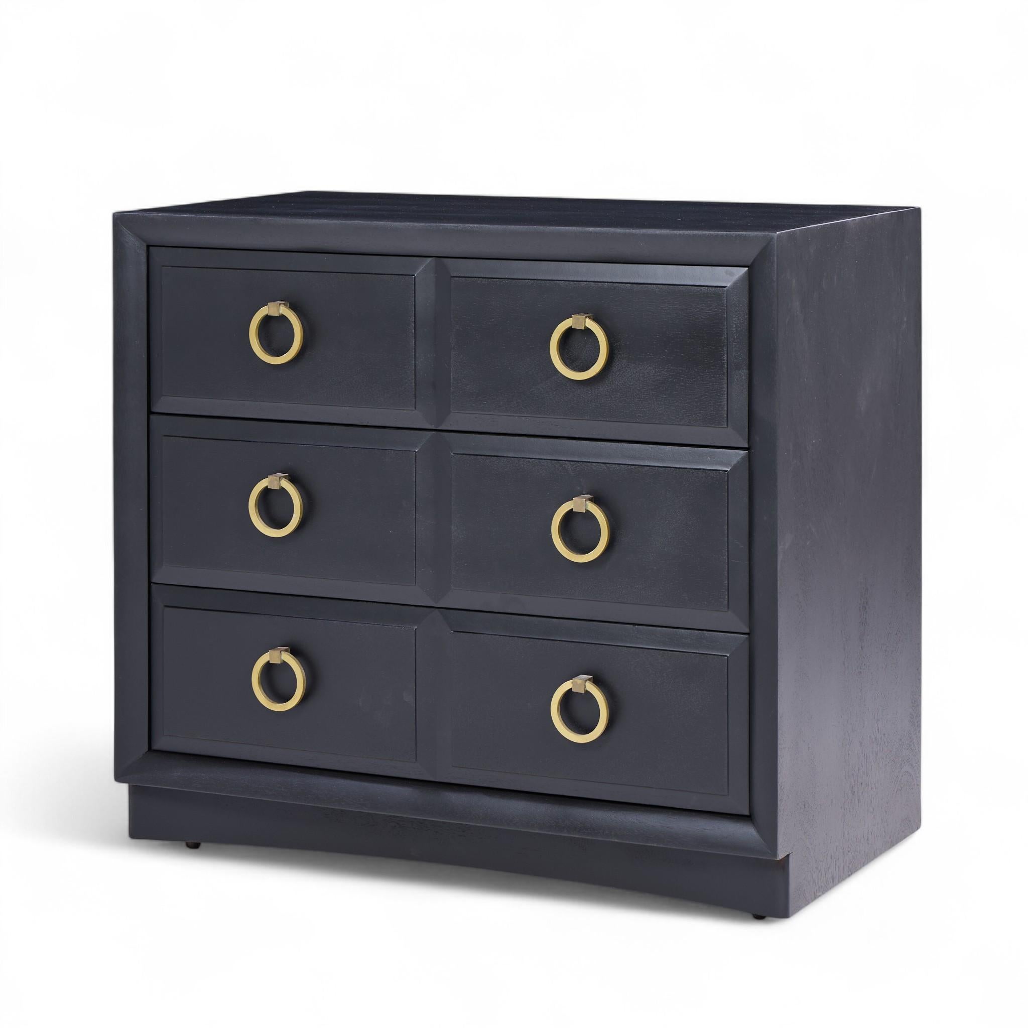 T. H. Robsjohn Gibbings Widdicomb Modern Maple Brass Three Drawer Chest - Pair For Sale 2