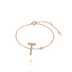 T Initial Bezel Chain Bracelet