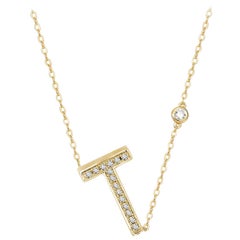 T Initial Bezel Chain Necklace
