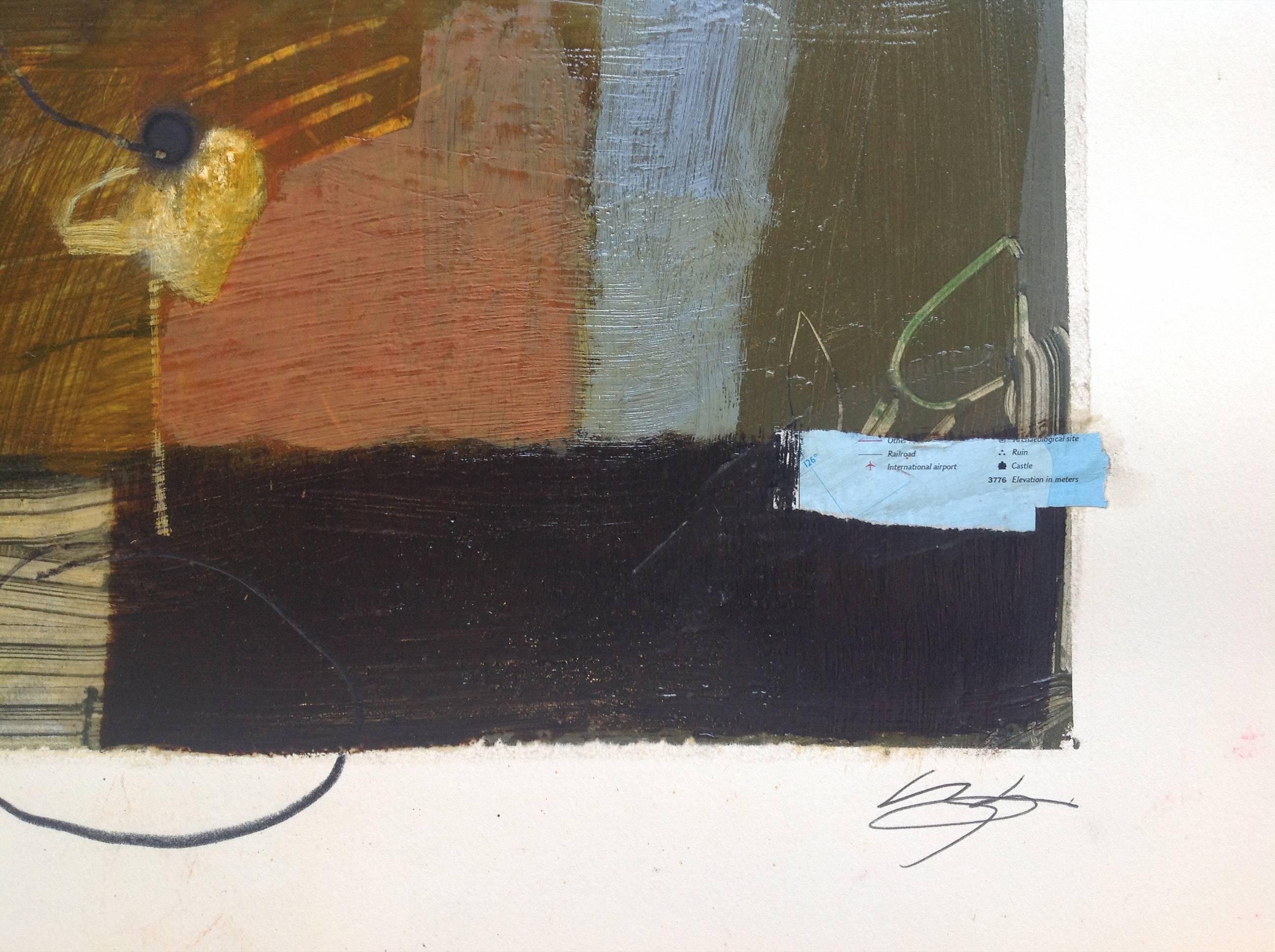 untitled - Brown Abstract Painting by T.L. Lange