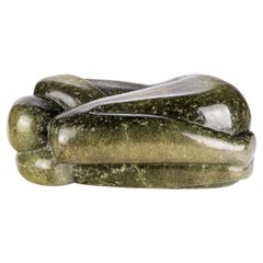 T. LaBreca, Signed Carved Green Stone Sculpture Of A Female Female Nude