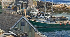 Gloucester Harbor Scene Rockport Artist T.M. I&M. Nicholas L'impressionnisme américain