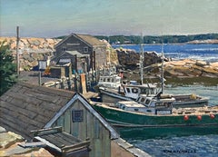 Gloucester Harbor Scene Rockport Artist T.M. I&M. Nicholas L'impressionnisme américain