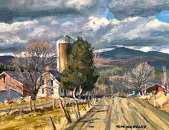Artiste de Rockport, T.M. Peinture de paysage Bridge Road, VT