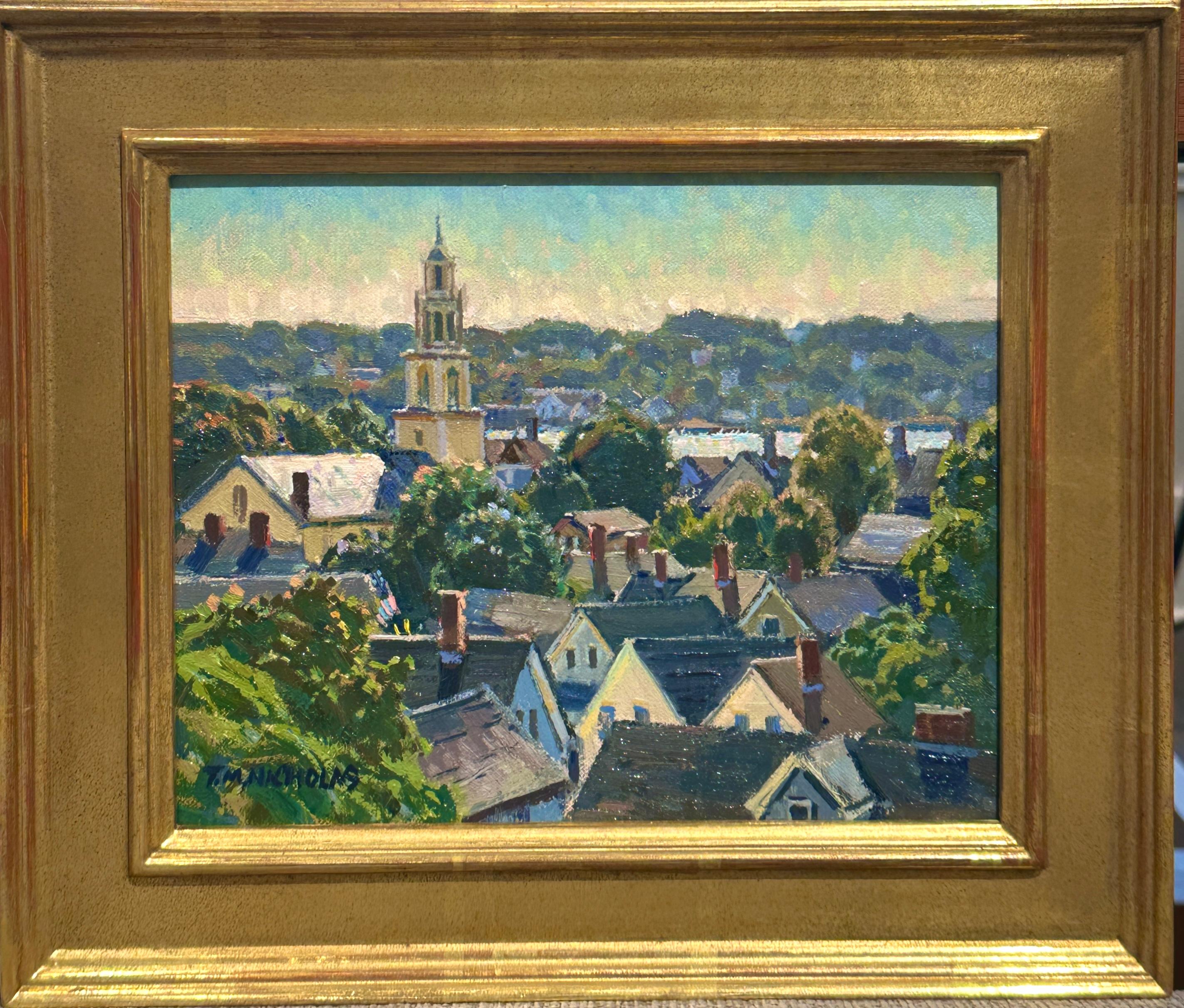 Paisaje de Gloucester pintado por el artista de Rockport TM Nicholas - Painting de T.M. Nicholas