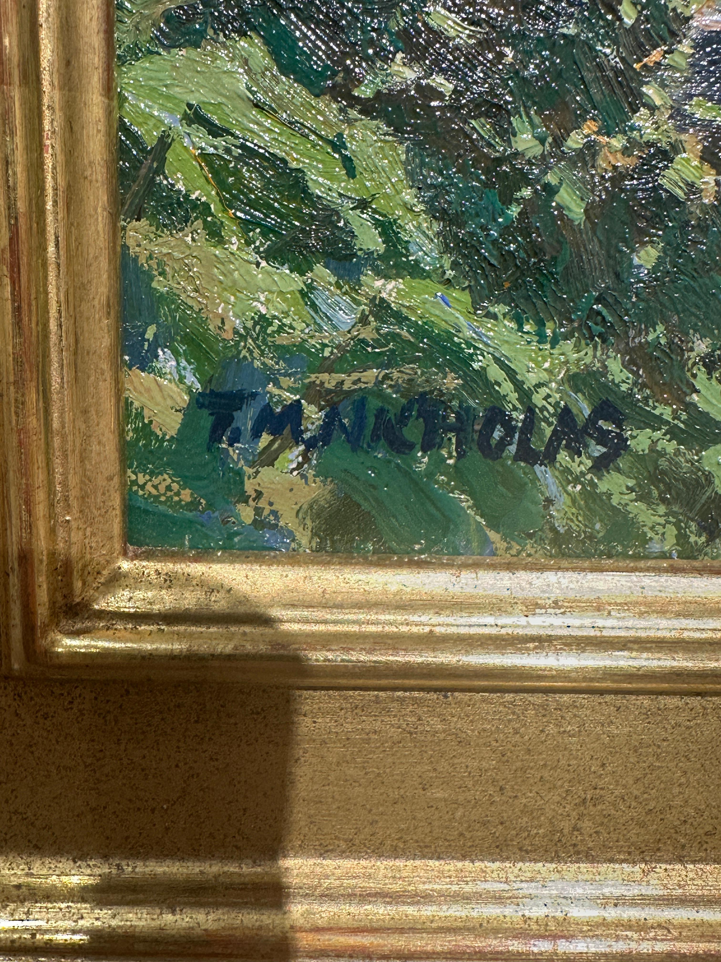 Paisaje de Gloucester pintado por el artista de Rockport TM Nicholas - Painting impresionista estadounidense de T.M. Nicholas