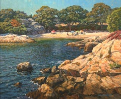Escena de la playa de Gloucester. Misa "Half Moon Beach" del artista de Rockport TM Nicholas