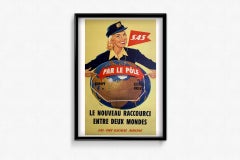 1950s Original poster to promote the travel of SAS Scandinavian Airlines System