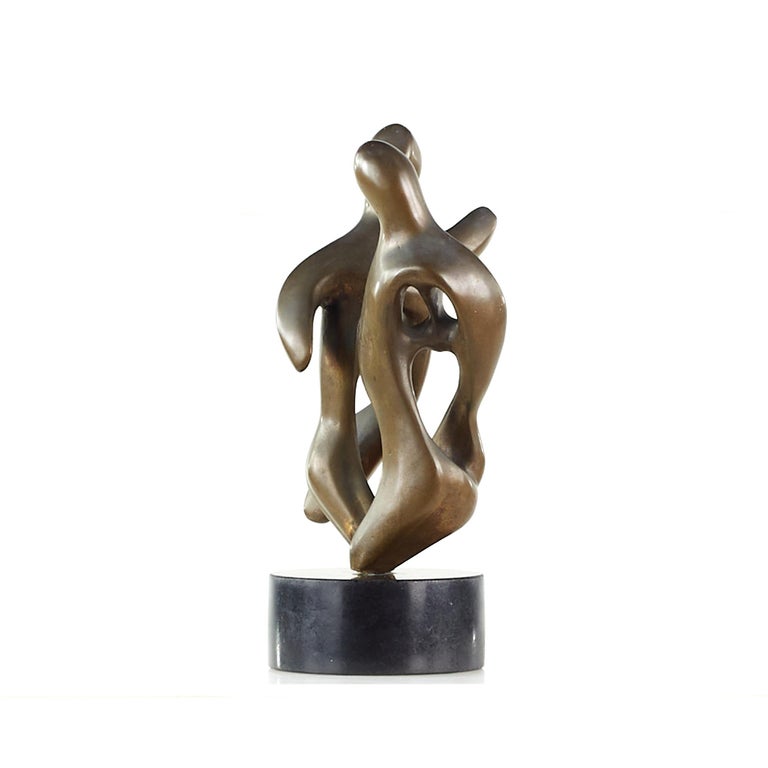 t-mckinney-mid-century-1973-bronze-abstract-figures-sculpture-black