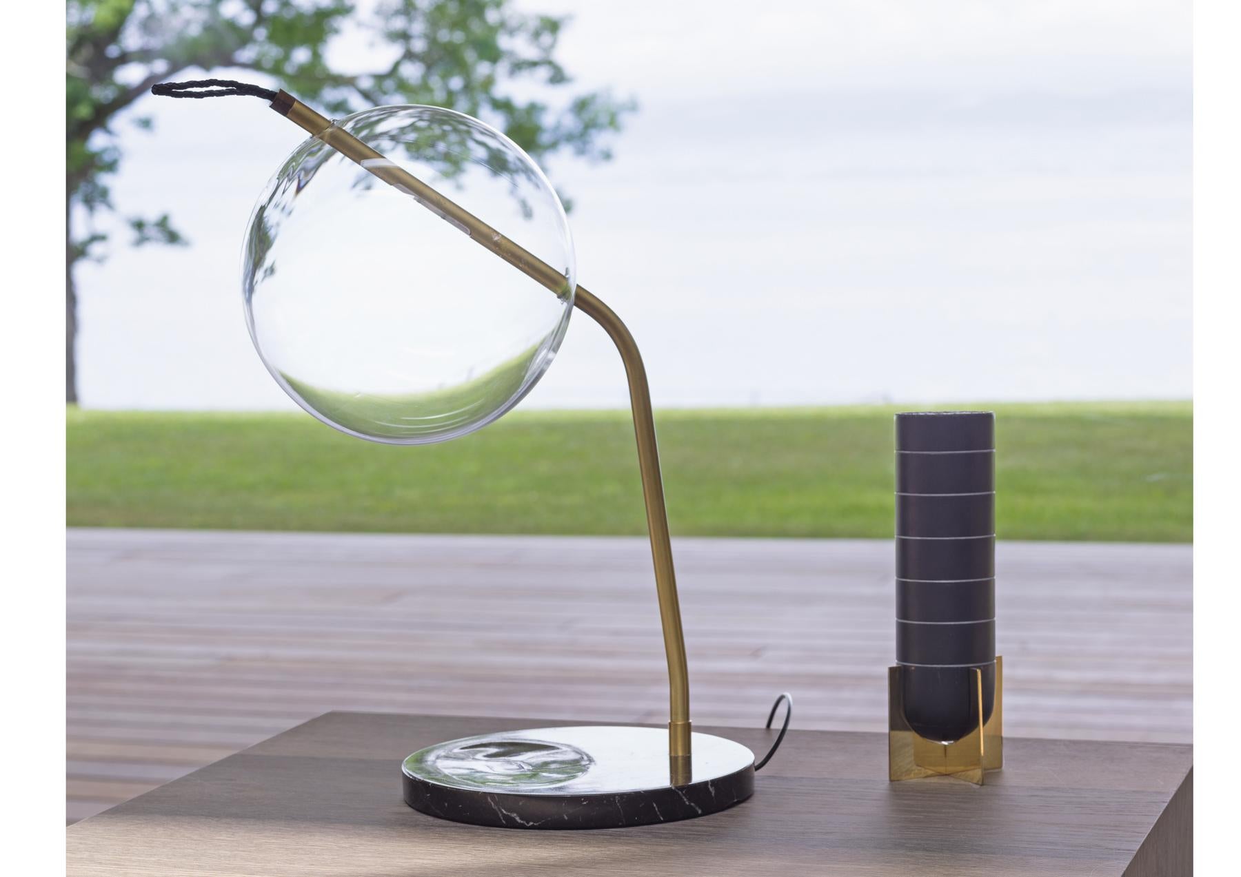 T-Mono Black Desk/Table Lamp Minimalist Soft Touch Dimmable, Brass, Marble In New Condition In Reggio Emilia, IT