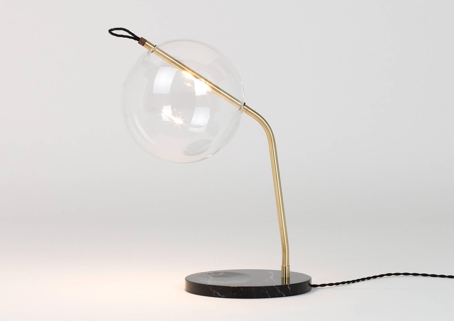 Italian T-Mono Desk/Table Lamp Minimalist Dimmable Soft Touch Sensor, Brass, Marble 
