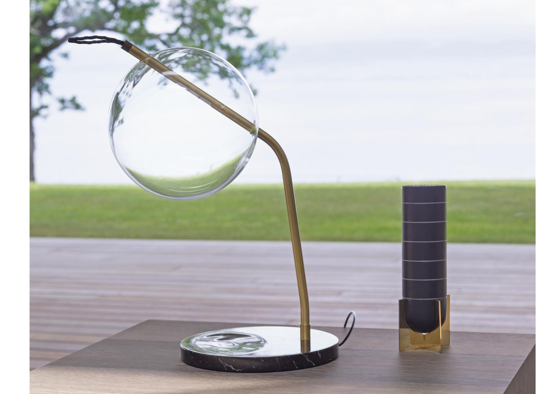 T-Mono Desk/Table Lamp Minimalist Dimmable Soft Touch Sensor, Brass, Marble In New Condition In Reggio Emilia, IT