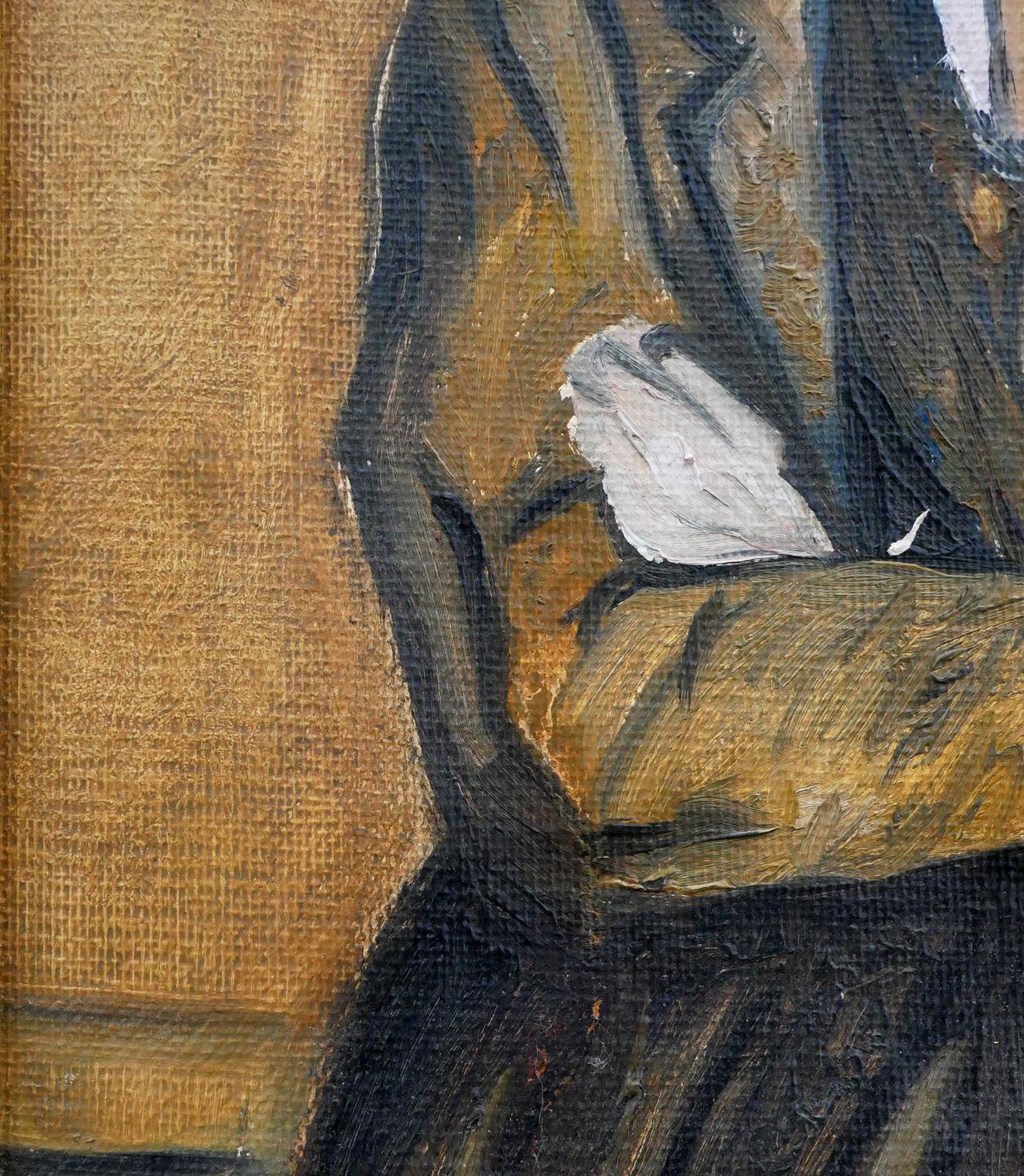 Brown and Yellow-Toned Abstract Fauvist Portrait of a Man with a Mustache 4
