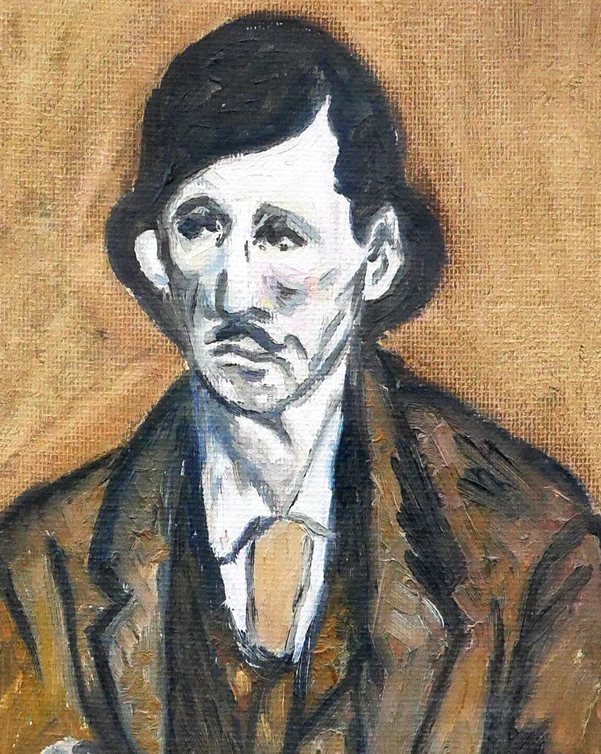 Abstraktes fauvistisches Porträt eines Mannes mit Senf in Braun und Gelb im Angebot 4