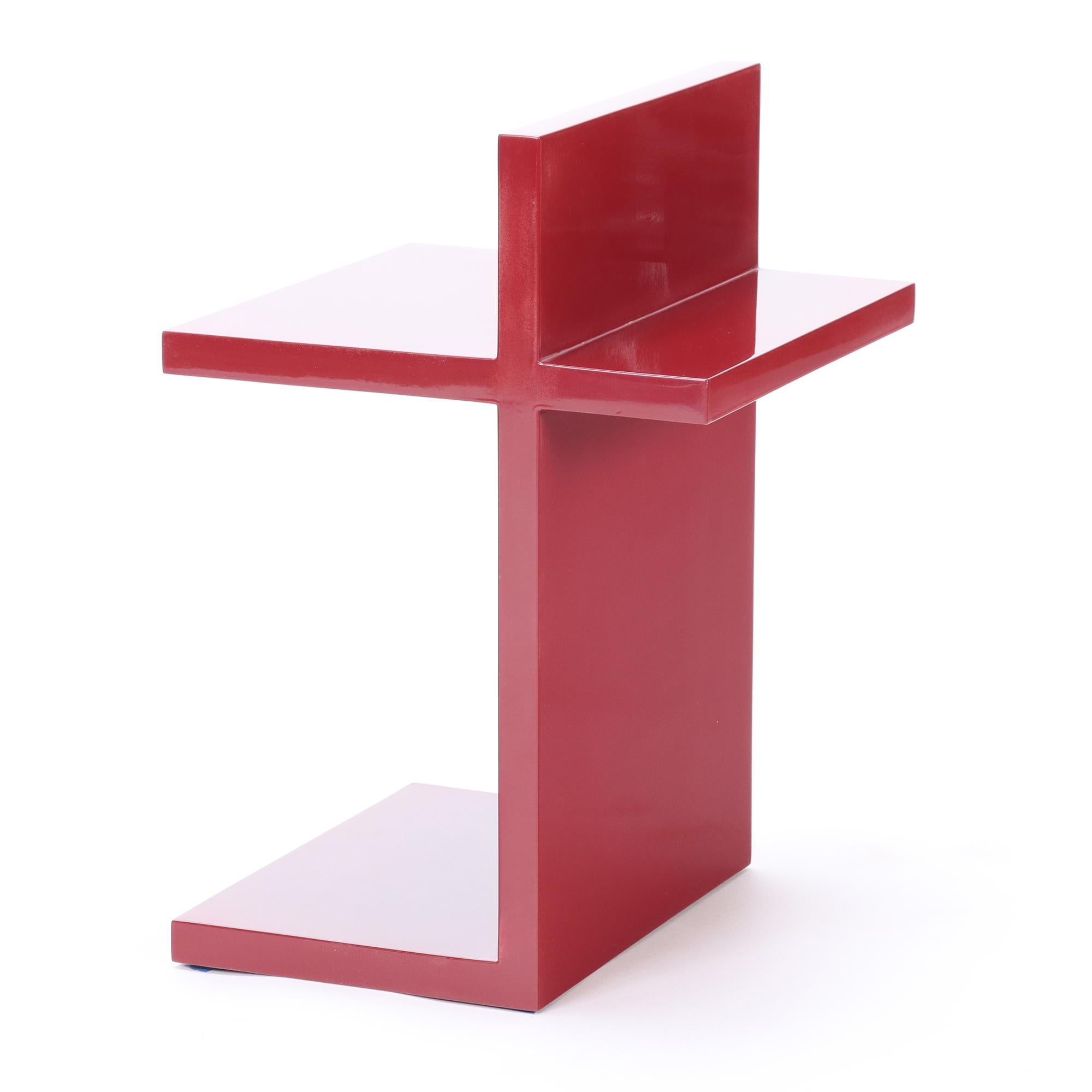 Designed by Maximilian Eicke for his brand Max ID NY.

These minimalistic side tables are made from Solid teak with high gloss lacquered Red finish.

Designed as part of its original collection in 2010, the designer being a tea lover (not a coffee