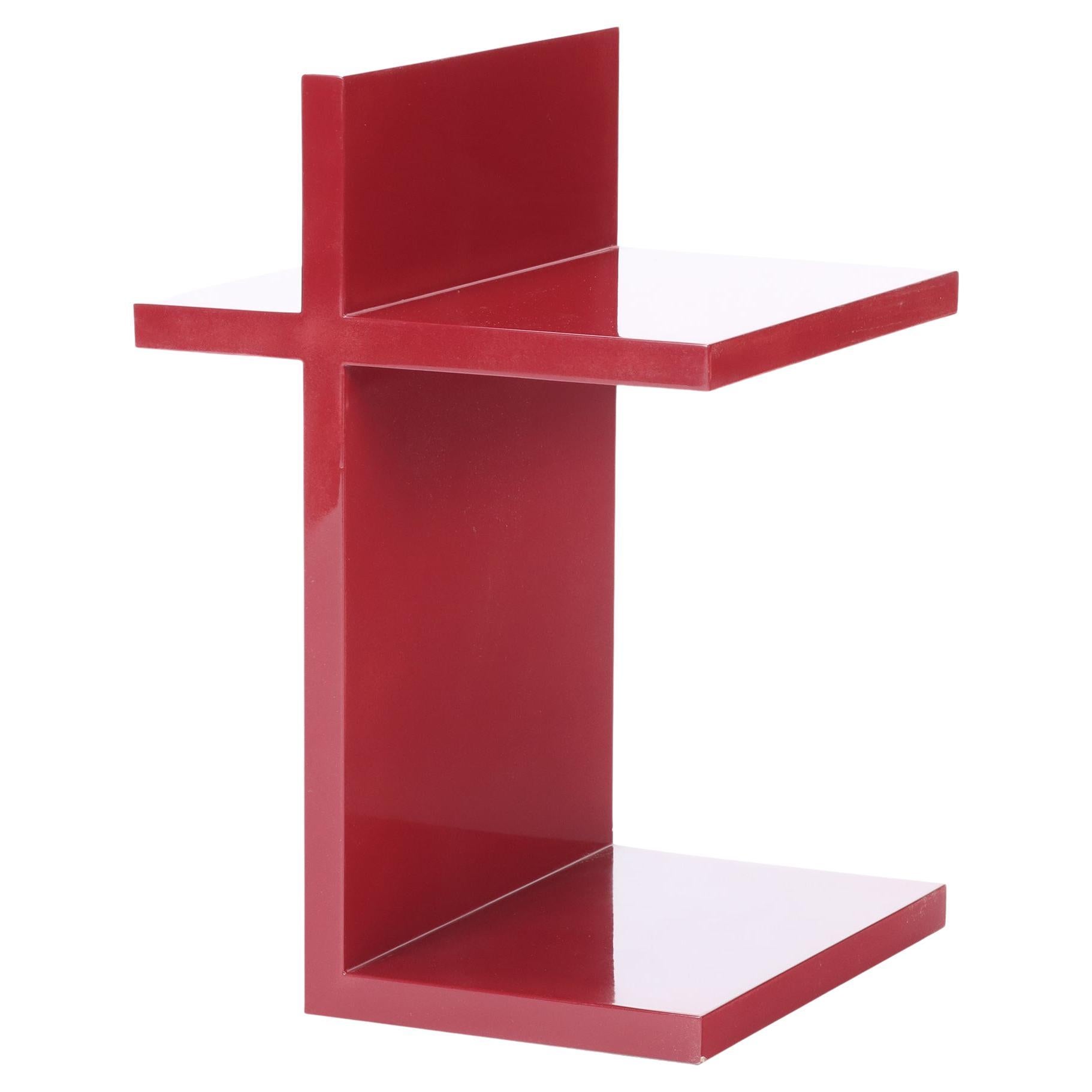"T" Red Lacquered Side Table Designed by Maximilian Eicke for Max ID NY For Sale