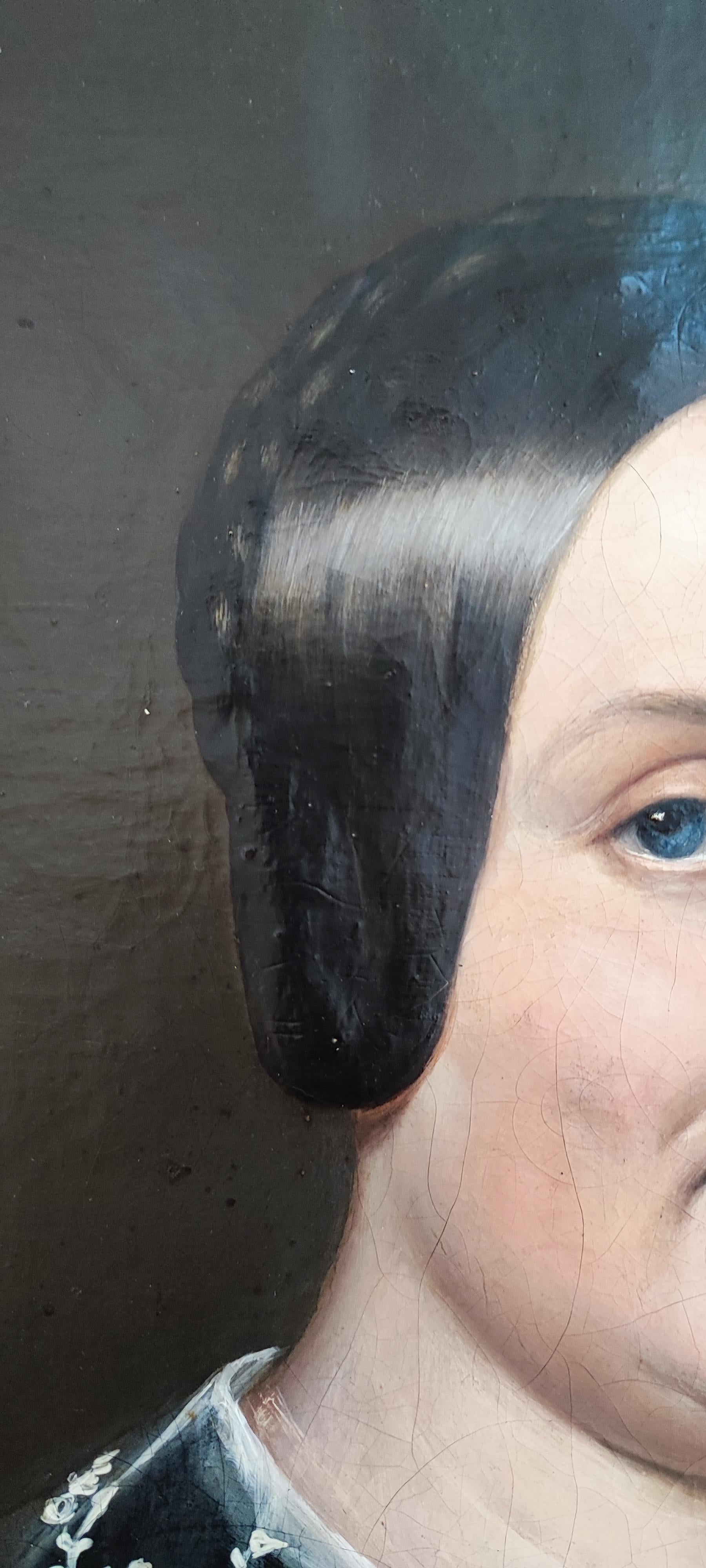 Donna con cammeo - Portrait Painting Nero di T. Richard
