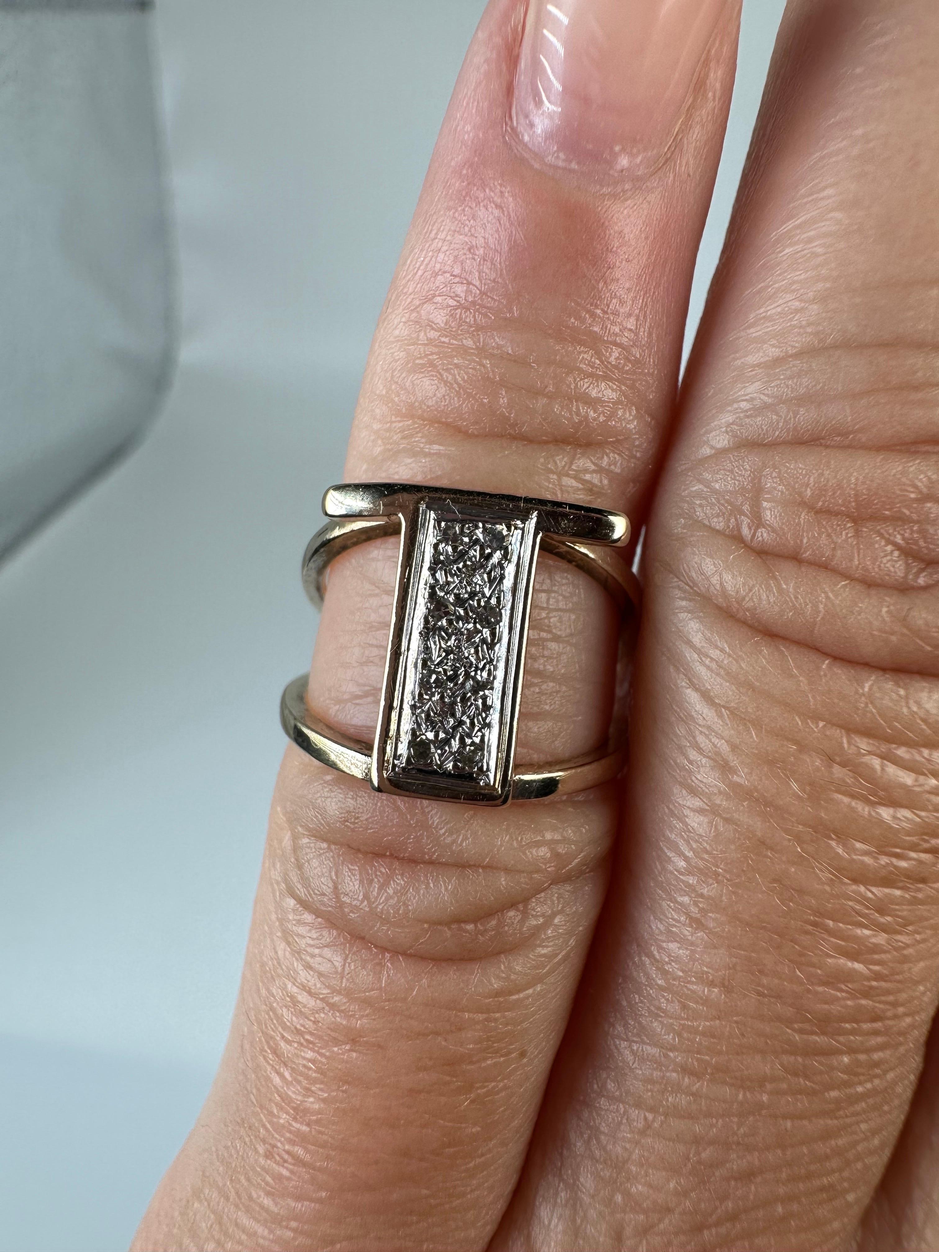 Women's or Men's T ring pinky ring small ring Alphabet letter T ring diamond ring 14KT gold For Sale