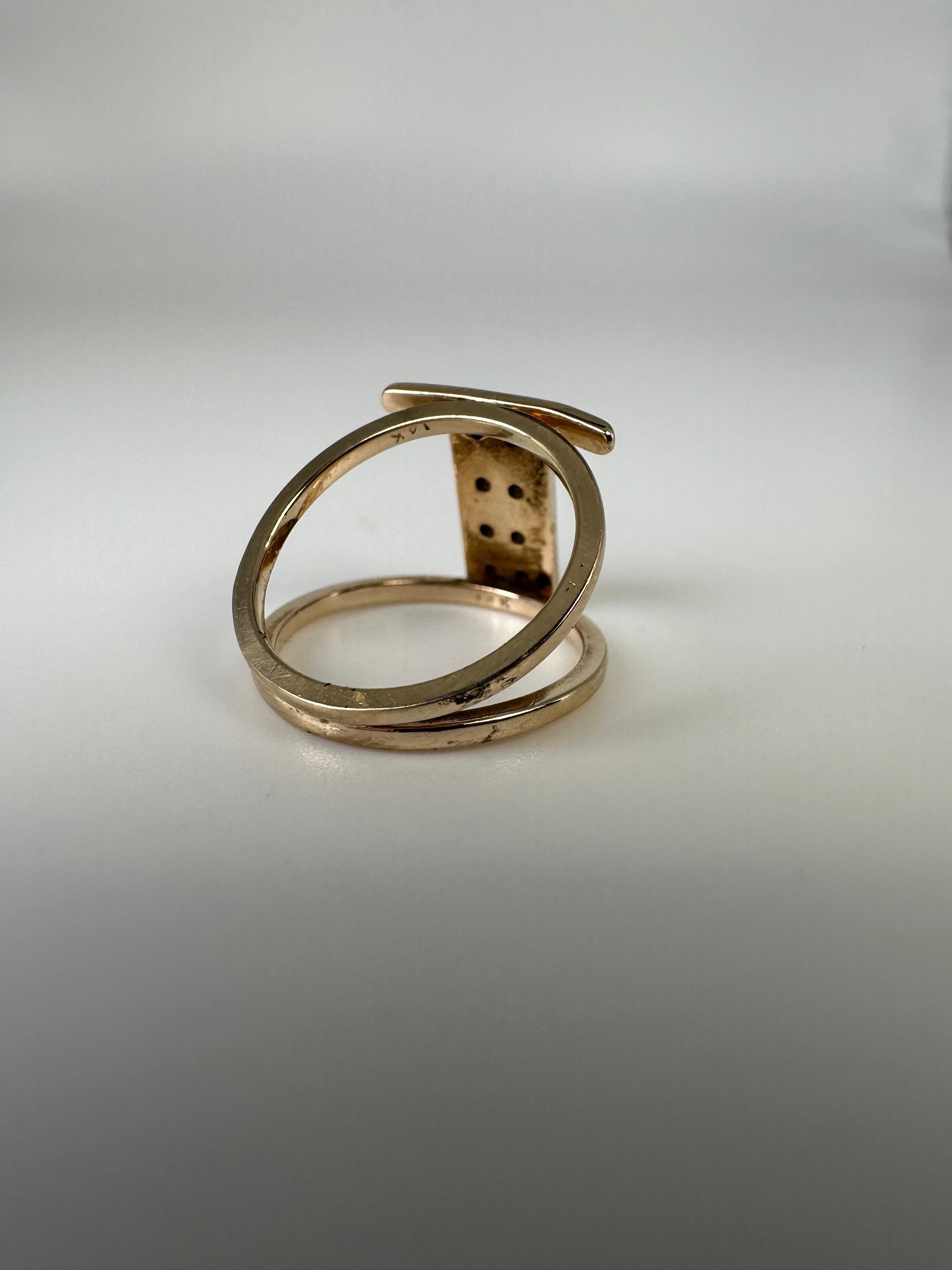 T ring pinky ring small ring Alphabet letter T ring diamond ring 14KT gold For Sale 1