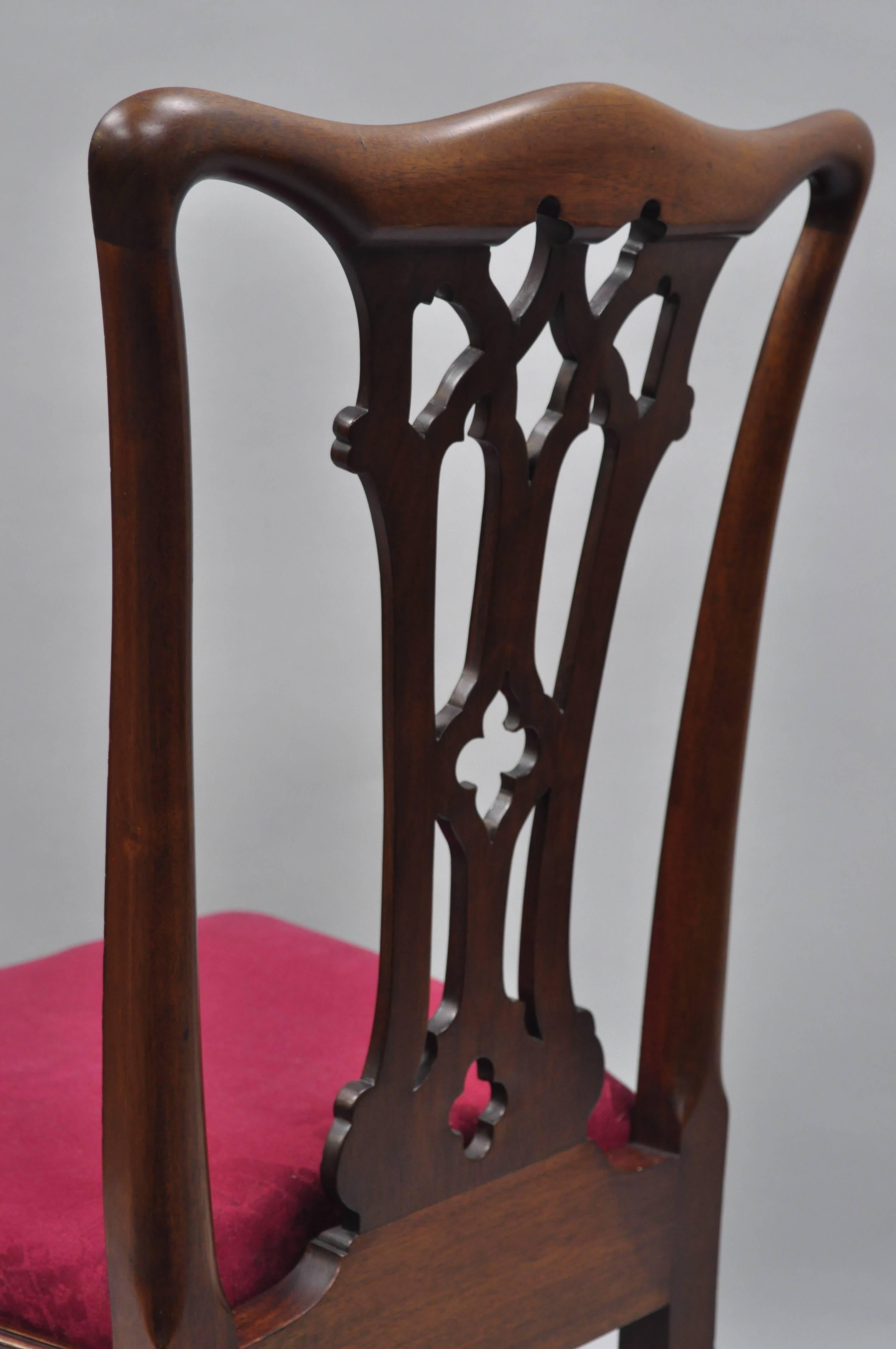 T. Robinson & Sons Makers Antique Solid Mahogany Chippendale Style Side Chairs 3
