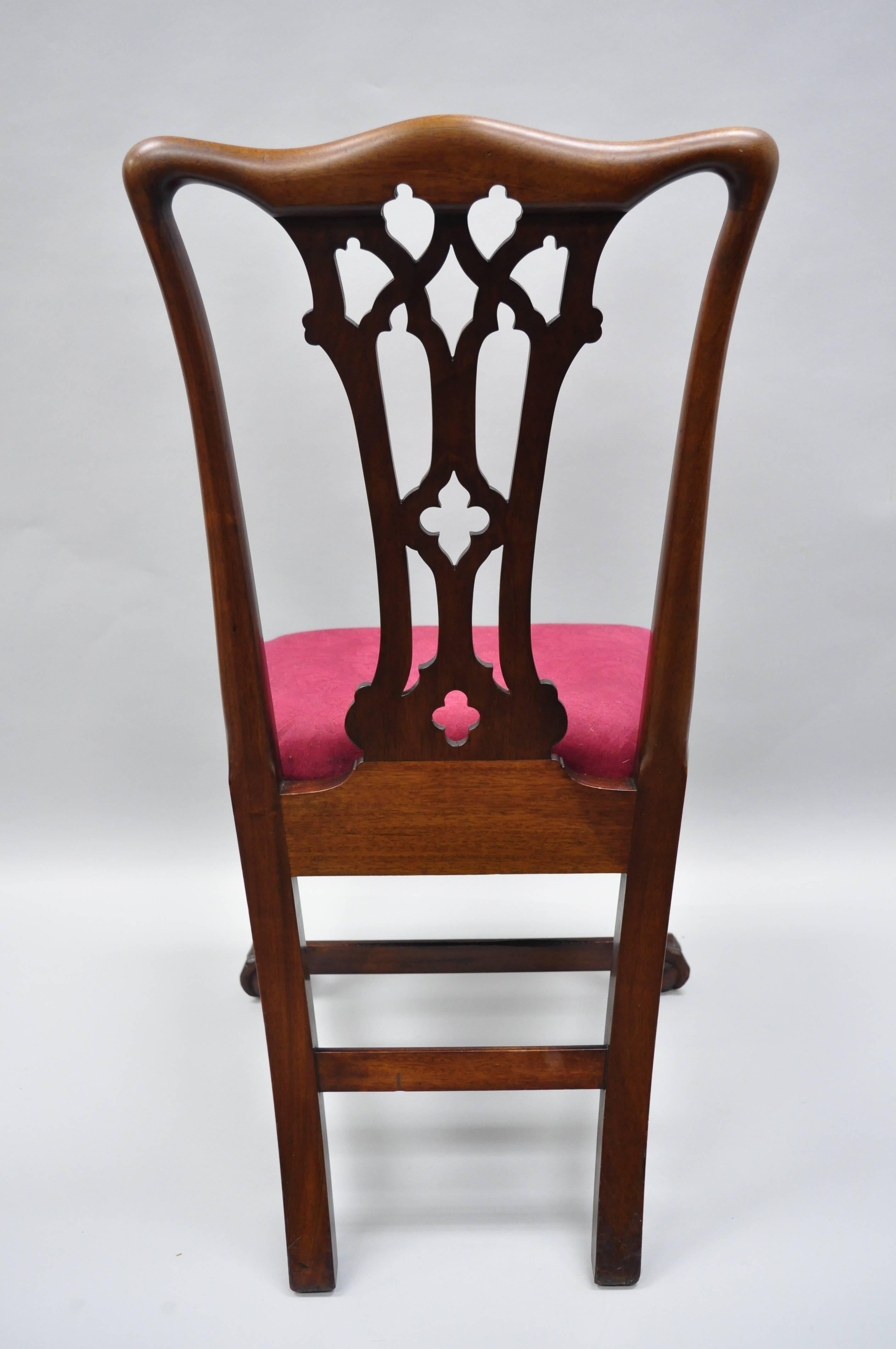 T. Robinson & Sons Makers Antique Solid Mahogany Chippendale Style Side Chairs 4