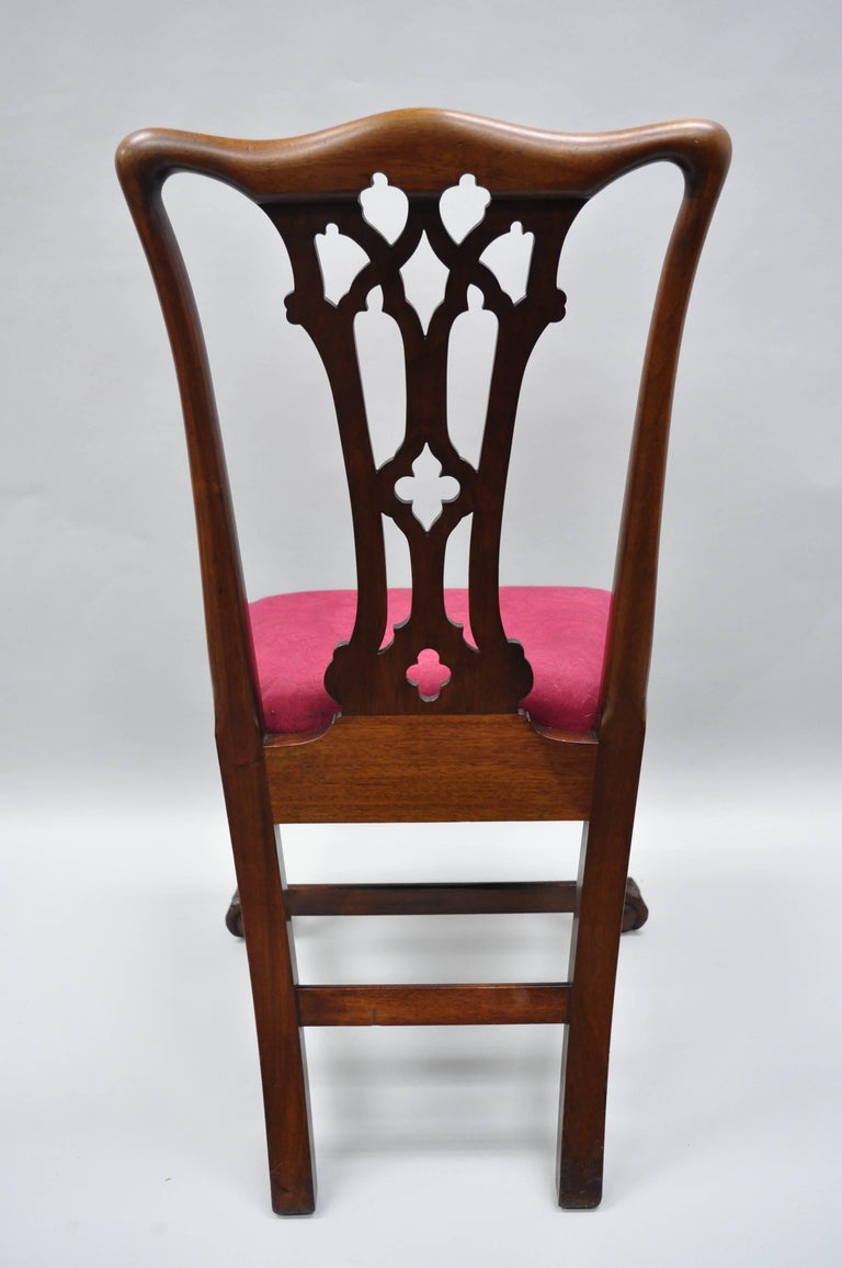 Download T. Robinson and Sons Makers Antique Solid Mahogany Chippendale Style Side Chairs For Sale at 1stdibs