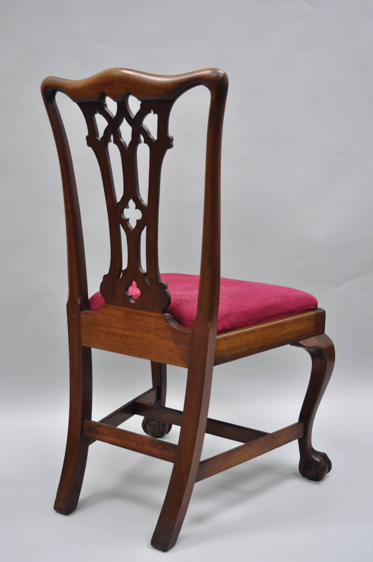 Download T. Robinson and Sons Makers Antique Solid Mahogany Chippendale Style Side Chairs For Sale at 1stdibs